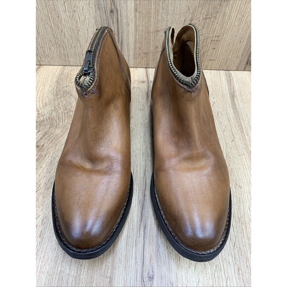 Very Volatile Sofia Ankle Boots Biker Bootie Full Zip Ankle Wmns 8 Brown Leather - Picture 4 of 16